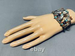 One Of The Best Early Clowns Vintage Zuni Turquoise Sterling Silver Bracelet