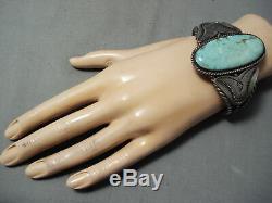One Of The Best Early Vintage Navajo #8 Turquoise Sterling Silver Bracelet