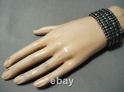 One Of The Best Early Vintage Zuni Snake Eyes Turquoise Sterling Silver Bracelet