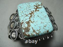 One Of The Best Vintage Navajo #8 Turquoise Early Sterling Silver Bracelet