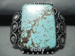 One Of The Best Vintage Navajo #8 Turquoise Early Sterling Silver Bracelet