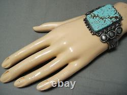 One Of The Best Vintage Navajo #8 Turquoise Early Sterling Silver Bracelet