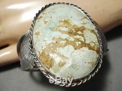 One Of The Best Vintage Navajo Early #8 Turquoise Sterling Silver Bracelet Old