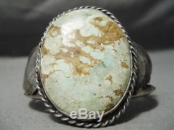 One Of The Best Vintage Navajo Early #8 Turquoise Sterling Silver Bracelet Old