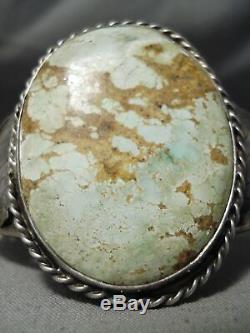 One Of The Best Vintage Navajo Early #8 Turquoise Sterling Silver Bracelet Old