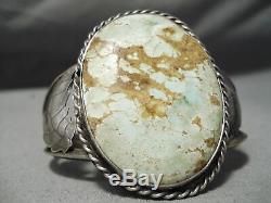 One Of The Best Vintage Navajo Early #8 Turquoise Sterling Silver Bracelet Old