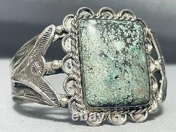 Opulent Early Vintage Navajo Green Turquoise Sterling Silver Bracelet