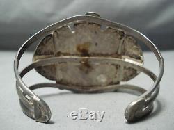 Opulent Early Vintage Navajo Petrified Wood Sterling Silver Thunderbird Bracelet