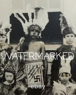 Original 1920's Photo School Children Dressed as Native Americans Early Swastika