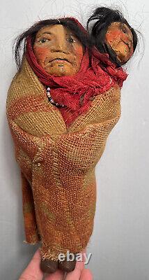 Original 9 Early Mary Francis Woods Native American Doll Indian Woman+ Papoose