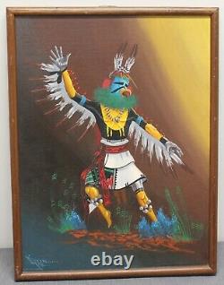 Original Native American Dancer Oil on Canvas 1918 18 x 24 Southwest Early 1900s