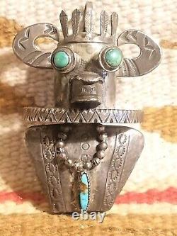 Outstanding Old Pawn Sterling Navajo Native American 3d Kachina Pendant Bolo