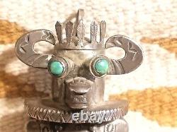 Outstanding Old Pawn Sterling Navajo Native American 3d Kachina Pendant Bolo