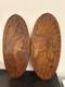 Pair 2 Indian Chief Wife Native American Antique Flemish Wood Pyrography 953