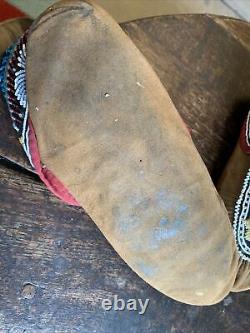 Pair Early 20c Native American Beadwork Moccasins