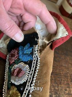 Pair Early 20c Native American Beadwork Moccasins