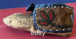 Pair Late 19th Early20thC. Assiniboine Native American Beaded Childs Mocassins