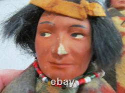 Pair early Skookum Bully Good Native American Indian Dolls 12