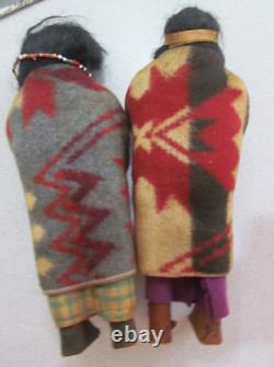 Pair early Skookum Bully Good Native American Indian Dolls 12
