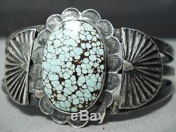 Prime Example Early Vintage Navajo Domed #8 Turquoise Sterling Silver Bracelet