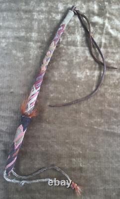 Prison Made Hitched Horsehair Quirt with Wrist Strap Late 19th Early 20th C