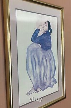 R C Gorman Native American Women Reflecting In Blue Early Lithograph Signed