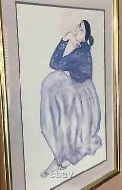 R C Gorman Native American Women Reflecting In Blue Early Lithograph Signed