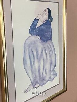 R C Gorman Native American Women Reflecting In Blue Early Lithograph Signed