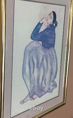 R C Gorman Native American Women Reflecting In Blue Early Lithograph Signed