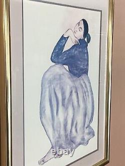 R C Gorman Native American Women Reflecting In Blue Early Lithograph Signed