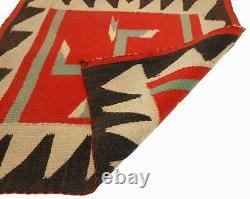 RARE EARLY 20TH C NAVAJO NAT AM SM 18x18 RED/SEPIA/CREAM/GRN HND WVN WOOL RUG