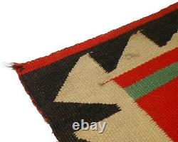 RARE EARLY 20TH C NAVAJO NAT AM SM 18x18 RED/SEPIA/CREAM/GRN HND WVN WOOL RUG