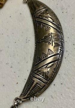 RARE EARLY Hopi Ralph Tawangyaouma Hand Stamped Sterling Panel Choker Necklace