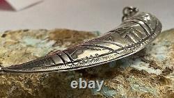 RARE EARLY Hopi Ralph Tawangyaouma Hand Stamped Sterling Panel Choker Necklace