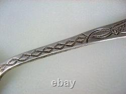 RARE EARLY NAVAJO HANDWROUGHT INGOT SILVER SPOON with TURQUOISE STONE