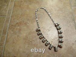 RARE EARLY Navajo Sterling Silver Turquoise TREASURE CHEST Necklace