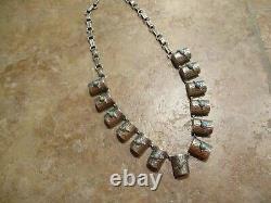 RARE EARLY Navajo Sterling Silver Turquoise TREASURE CHEST Necklace