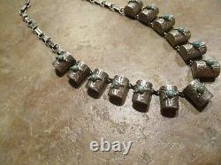 RARE EARLY Navajo Sterling Silver Turquoise TREASURE CHEST Necklace