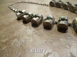 RARE EARLY Navajo Sterling Silver Turquoise TREASURE CHEST Necklace