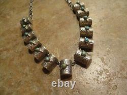 RARE EARLY Navajo Sterling Silver Turquoise TREASURE CHEST Necklace