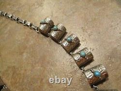 RARE EARLY Navajo Sterling Silver Turquoise TREASURE CHEST Necklace