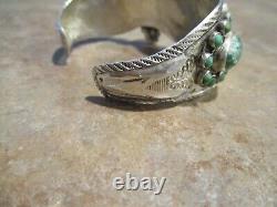 RARE Early 1900's ZUNI 900 Coin Silver Turquoise CLUSTER Bracelet