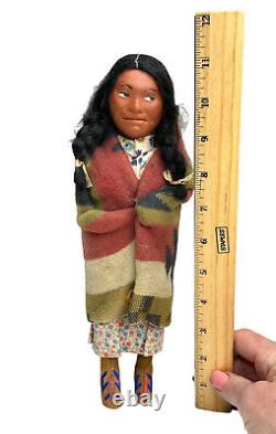 RARE LEFT LOOKING Antique SKOOKUM NATIVE AMERICAN Woman Early 1900's 11 Tall