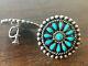 Rare Old Pawn Early Navajo Handmade Sterling & Turquoise Cluster Earrings