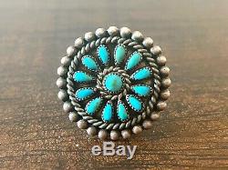 RARE Old Pawn Early Navajo Handmade Sterling & Turquoise Cluster Earrings