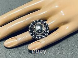 Rare Early 1900's Button Sterling Silver Domed Vintage Navajo Ring