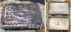 Rare Early 1900's Hopi MORRIS ROBINSON Hand Stamped Sterling Pill Trinket Box