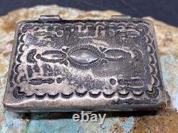 Rare Early 1900's Hopi MORRIS ROBINSON Hand Stamped Sterling Pill Trinket Box