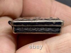 Rare Early 1900's Hopi MORRIS ROBINSON Hand Stamped Sterling Pill Trinket Box