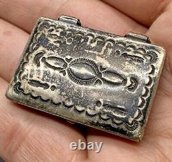 Rare Early 1900's Hopi MORRIS ROBINSON Hand Stamped Sterling Pill Trinket Box